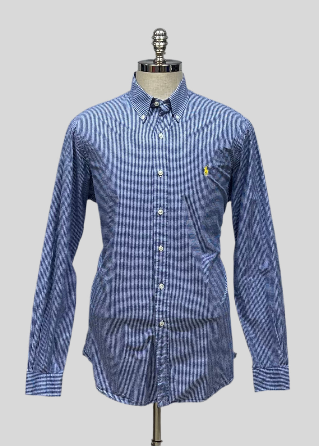 Camisa de botones Polo Ralph Lauren 🏇🏼 con patrón de cuadros gingham azul y blanco Talla L Entalle Regular