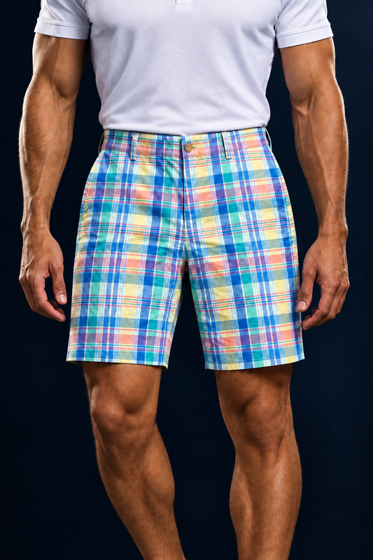 Short Casual Vineyard Vines 🐳 con patron de cuadros tartan multicolor talla 32