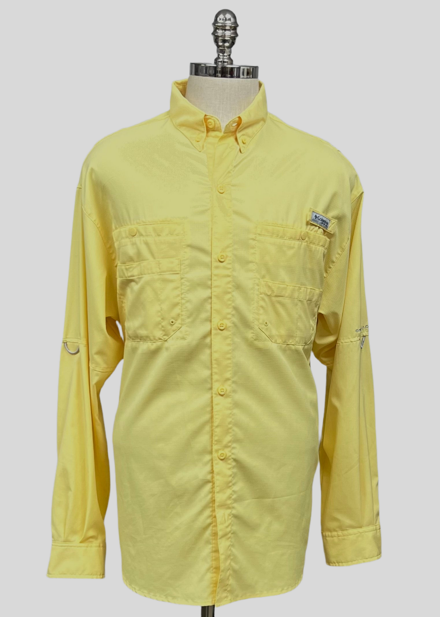 Camisa Columbia 🔹color amarillo con Omni Shade Manga larga Talla M