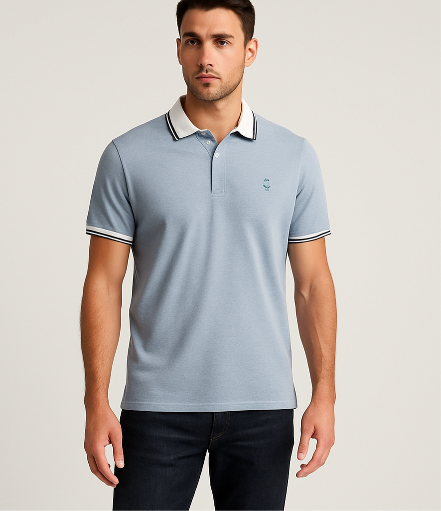 Camiseta Polo Brooks Brothers 🐑 color celeste grisáceo Talla L Slim Fit
