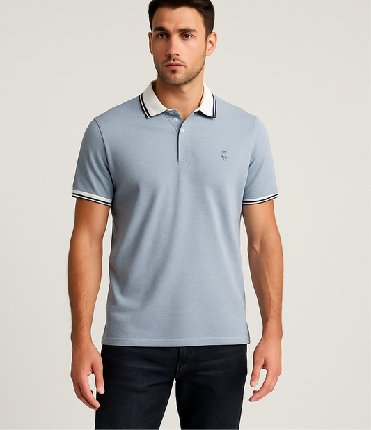 Camiseta Polo Brooks Brothers 🐑 color celeste grisáceo Talla L Slim Fit