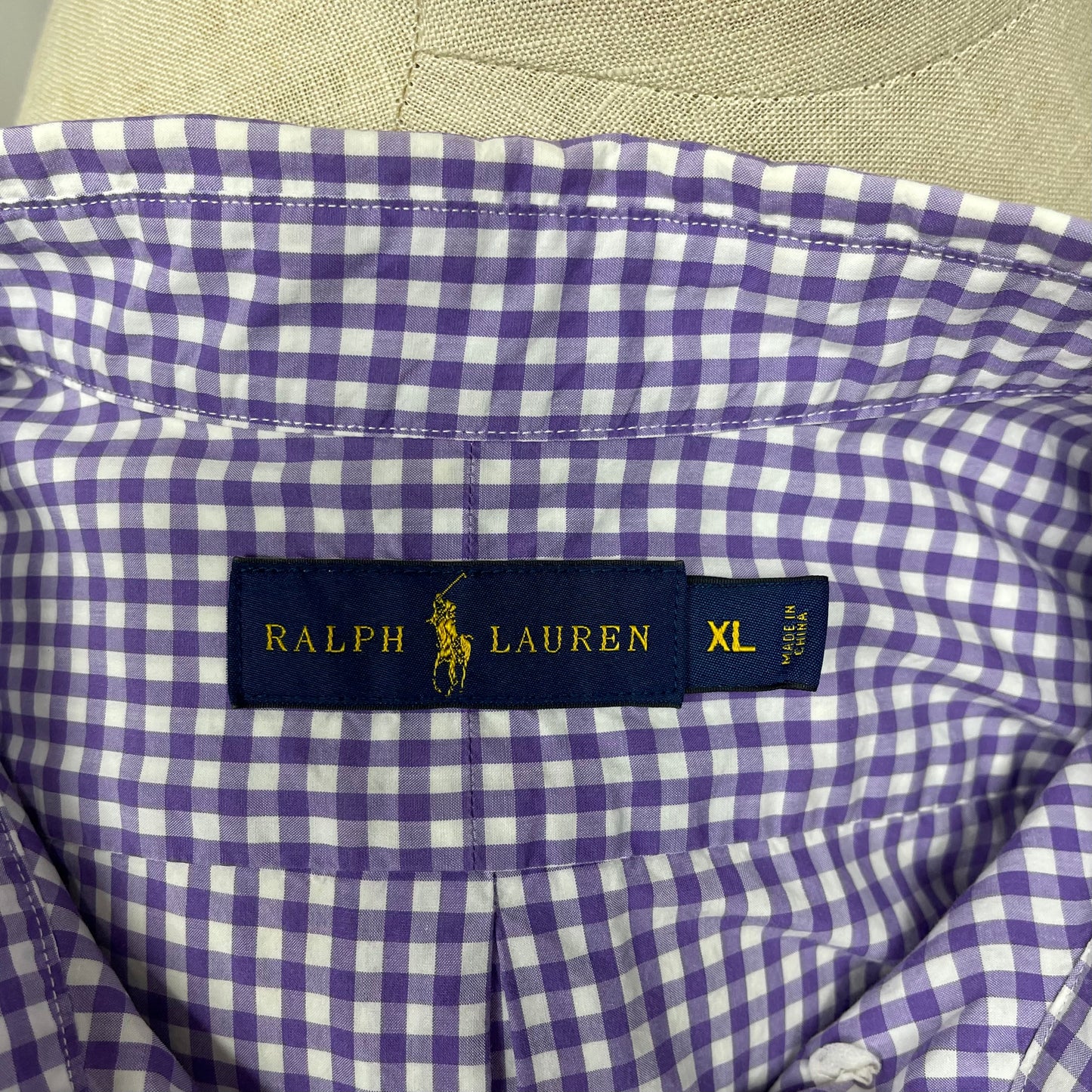 Camisa de botones Polo Ralph Lauren 🏇🏼 con cuadros en color morado y blanco Talla XL Entalle Regular