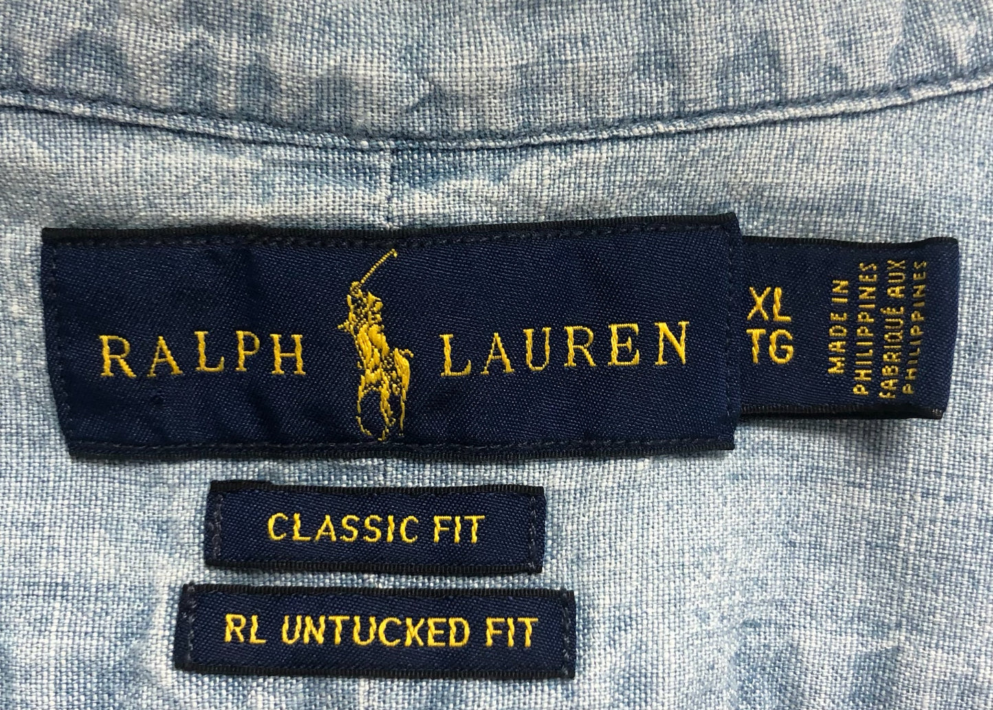 Camisa de botones Polo Ralph Lauren 🏇🏼 de jeans en color Celeste y logo en azul Talla XL Entalle Clásico