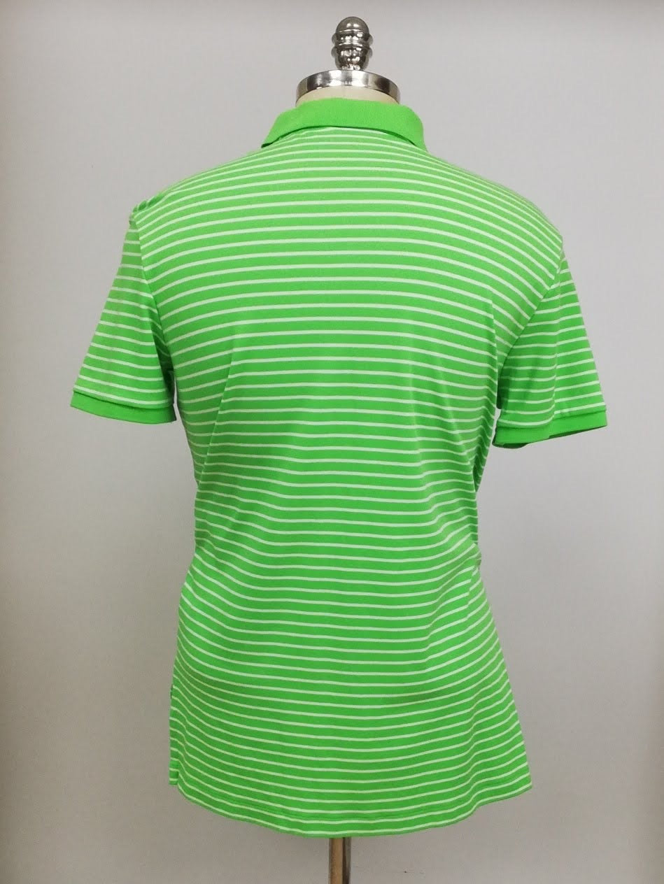 Camiseta Polo Ralph Lauren 🏇🏼 Color verde con patrón de rayas color blanco Talla L Entalle Regular (ver descripción)