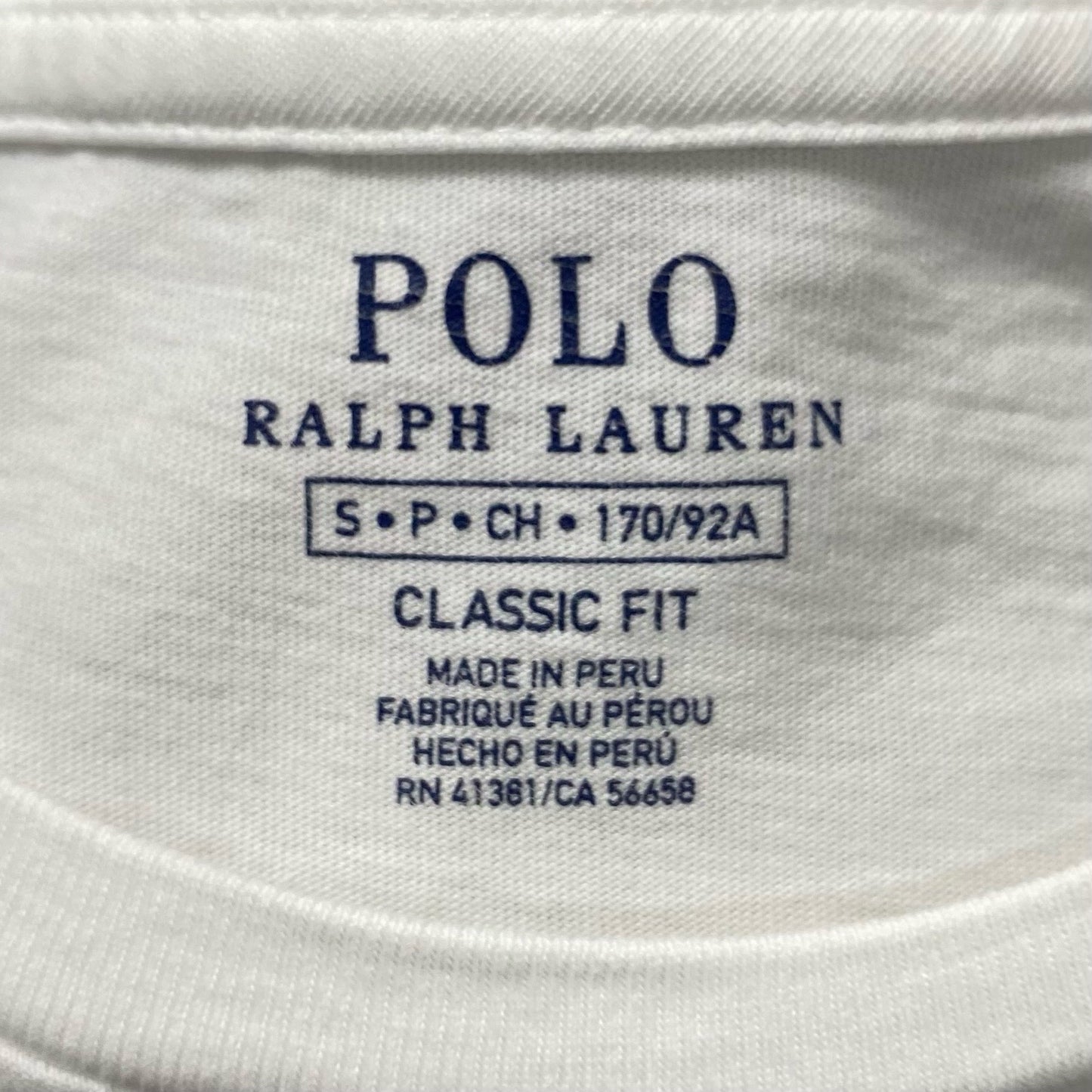 Camiseta cuello redondo de Polo Ralph Lauren 🏇🏼 color blanco con diseño Big Pony en color Azul Talla S Entalle Clásico