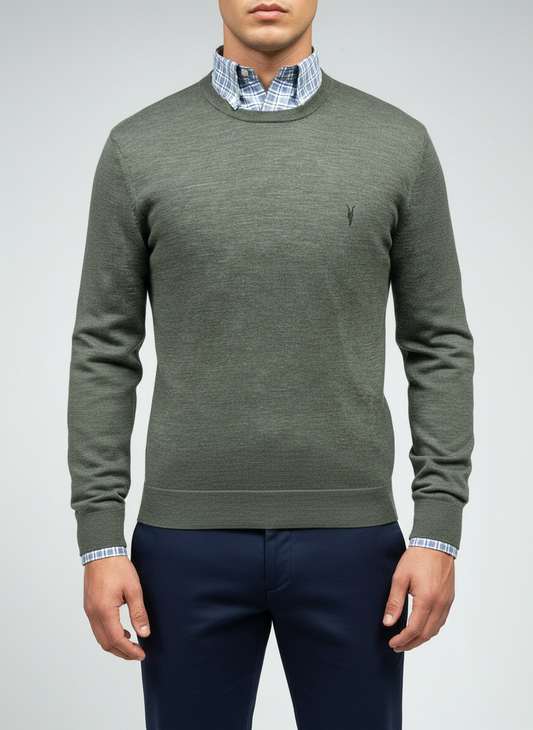 Sueter Jersey con cuello redondo Allsaints 🦌 color verde oliva Talla M