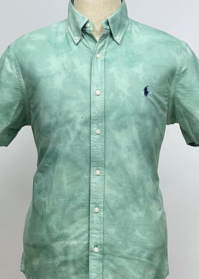 Camisa de botones Polo Ralph Lauren 🏇🏼 Oxford con diseño tie dye en color verde Talla L Entalle Slim Fit