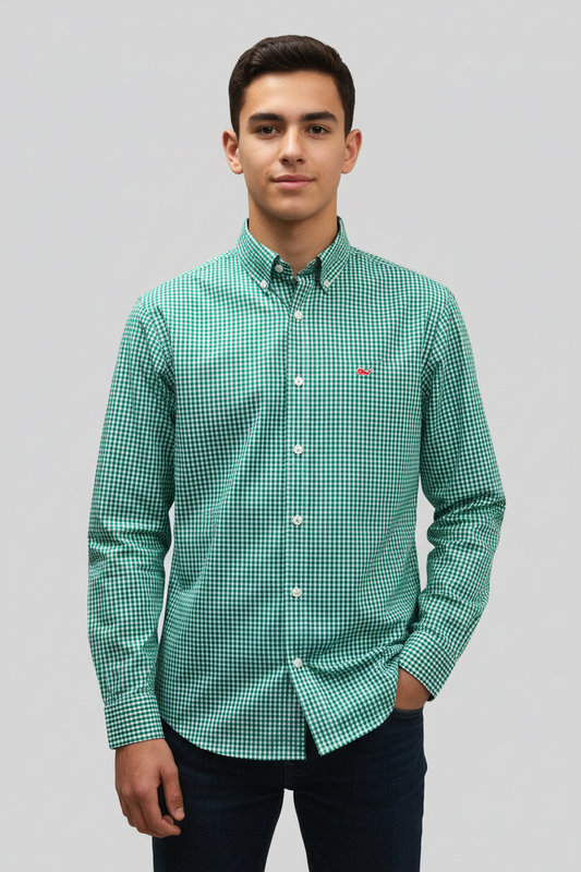 Camisa de niño Vineyard Vines 🐳 con patrón de cuadros en color blanco y verde Talla L Entalle Regular