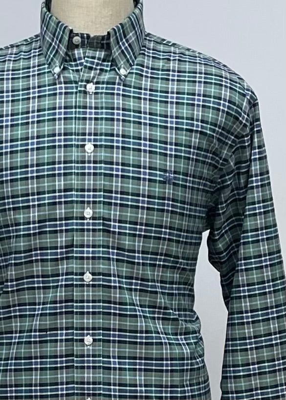 Camisa Brooks Brothers 🐑 con patrón de cuadros en color verde, azul y blanco Talla L Entalle Regular (ver descripción)