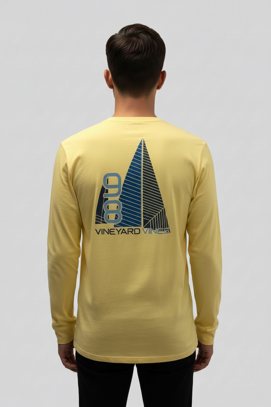 Camiseta de niño marca Vineyard Vines 🐳 color amarillo claro con Diseño de Velero Talla XL
