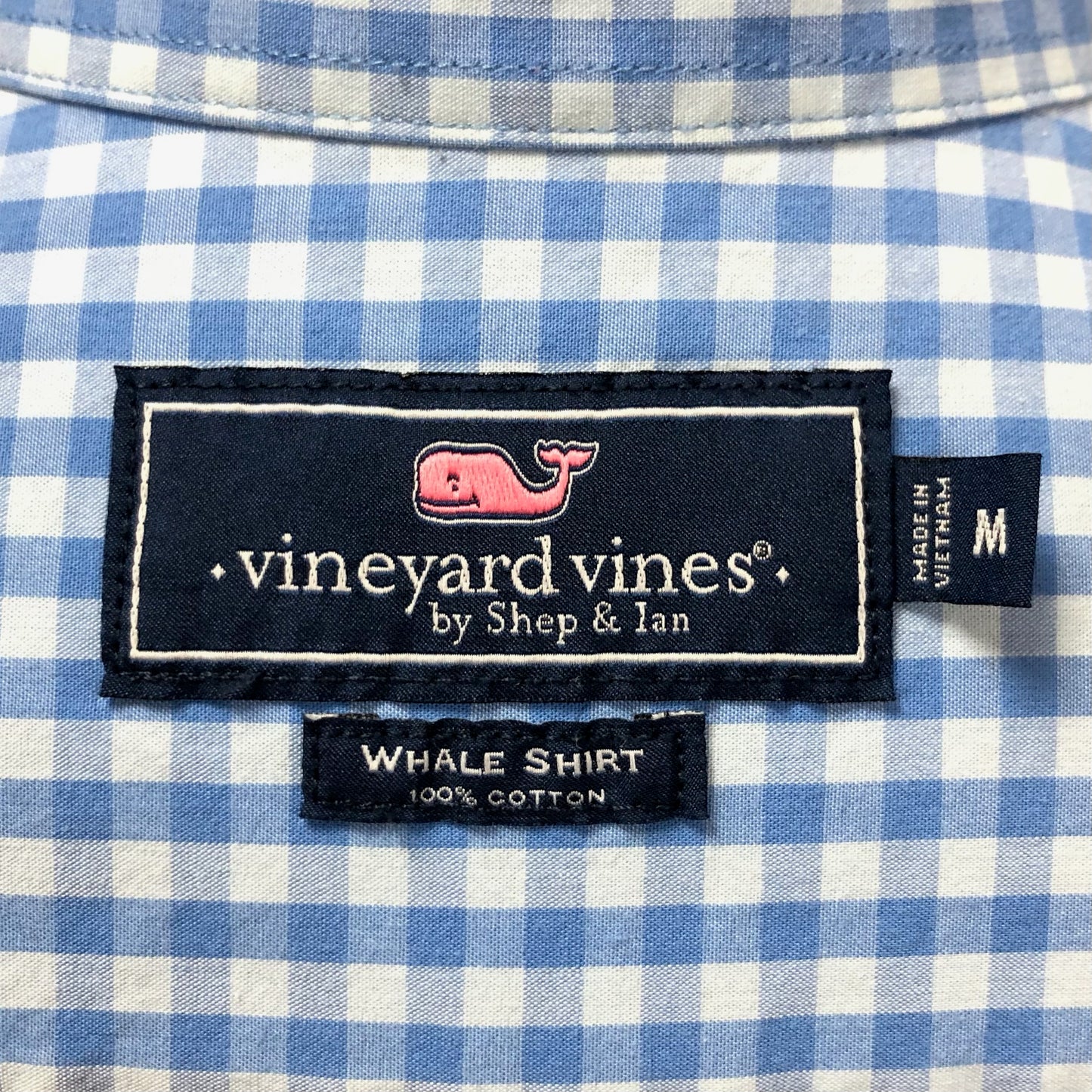Camisa de botones Vineyard Vines 🐳 de cuadros gingham en color celeste y azul Talla M Entalle Regular