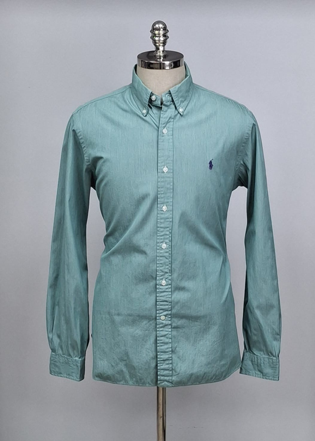 Camisa de botones Polo Ralph Lauren 🏇🏼 con rayas finas en color verde menta y blanco Talla L Entalle Regular