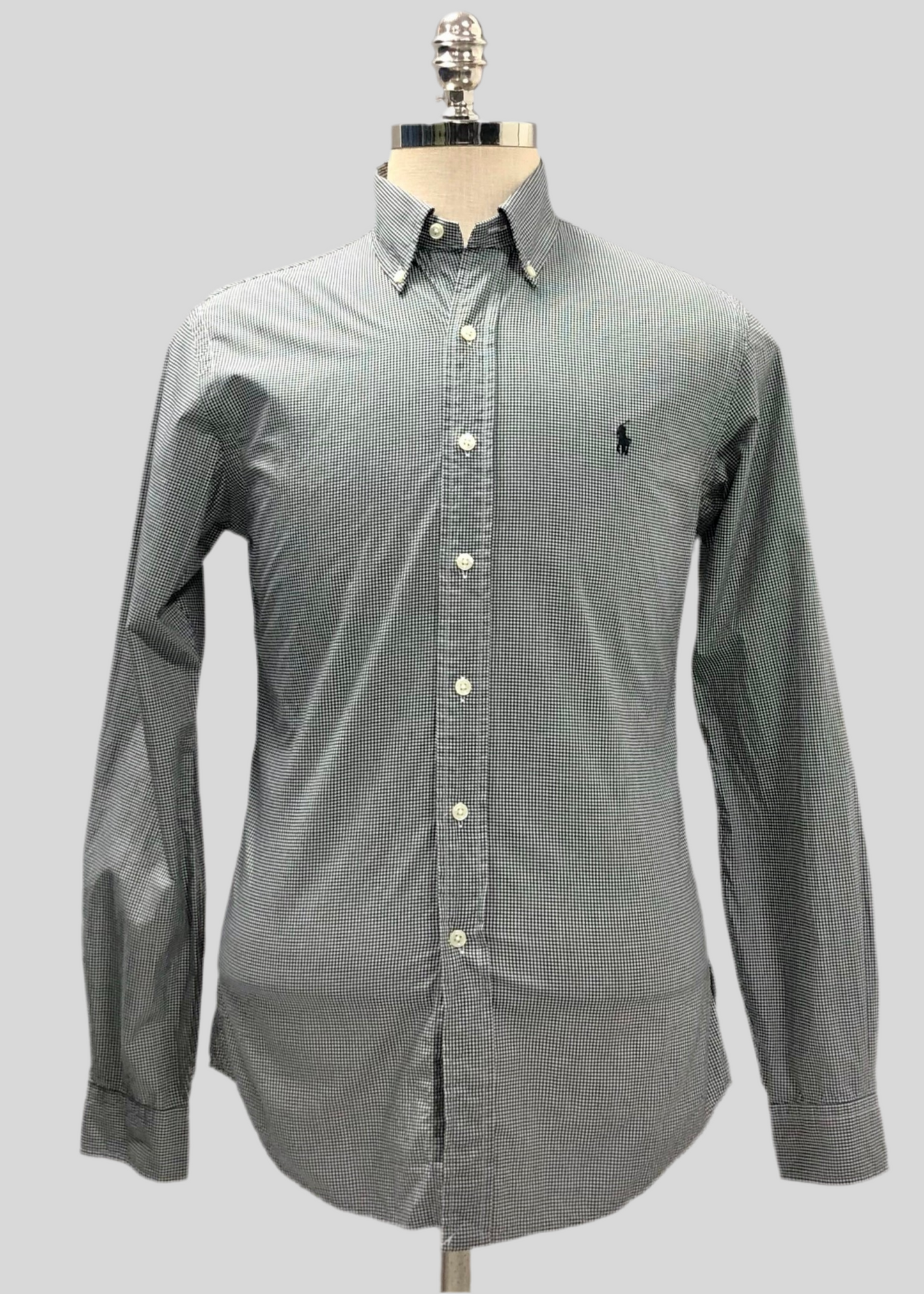 Camisa Polo Ralph Lauren 🏇🏼 con patron de cuadros finos negro y blanco Talla S Entalle Slim Fit