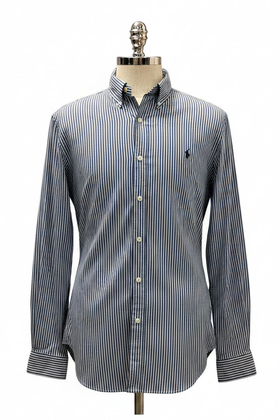 Camisa Polo Ralph Lauren 🏇🏼 Performance color blanco de rayas en azul navy Talla L Entalle Slim Fit