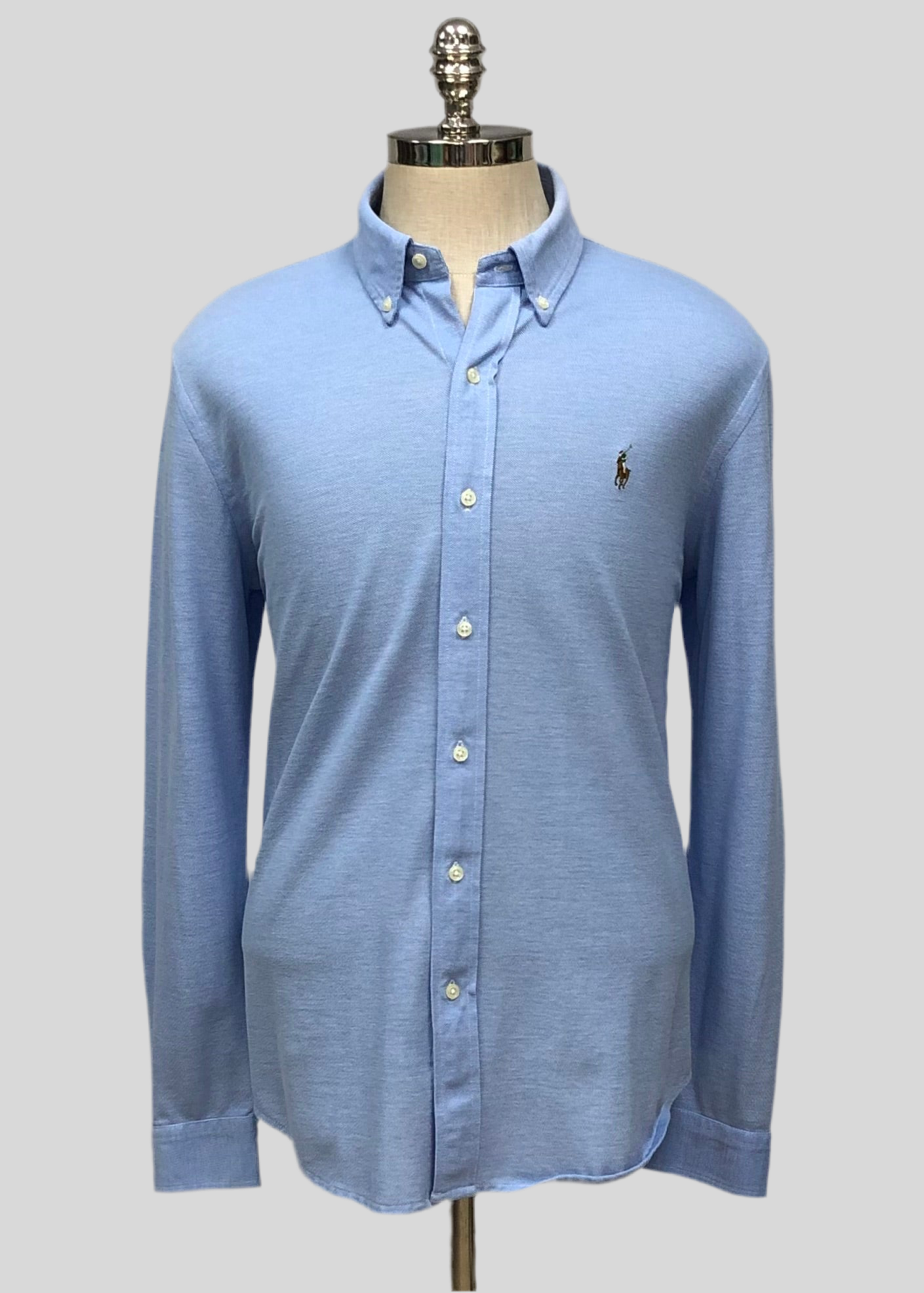 Camisa Polo Ralph Lauren 🏇🏼 Tela camiseta (Featherweight Mesh) en color celeste Talla XL Entalle Regular