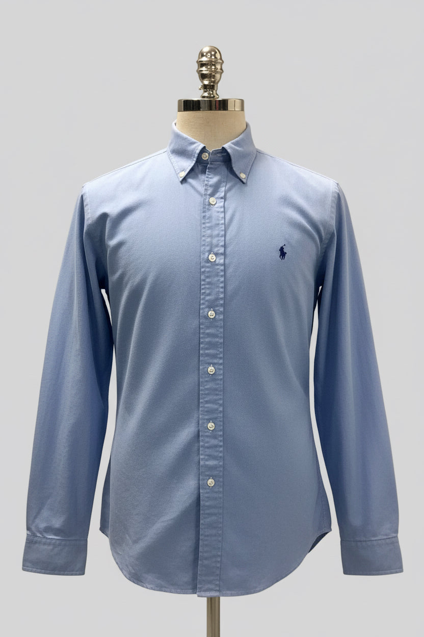 Camisa de botones Polo Ralph Lauren 🏇🏼 de cuadros finos celeste y blanco Talla L Entalle Regular
