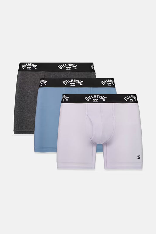 Combo de 3 Boxers Briefs Billabong 🏄🏽‍♂️ Tela de algodón stretch color Negro, azul y gris Talla M