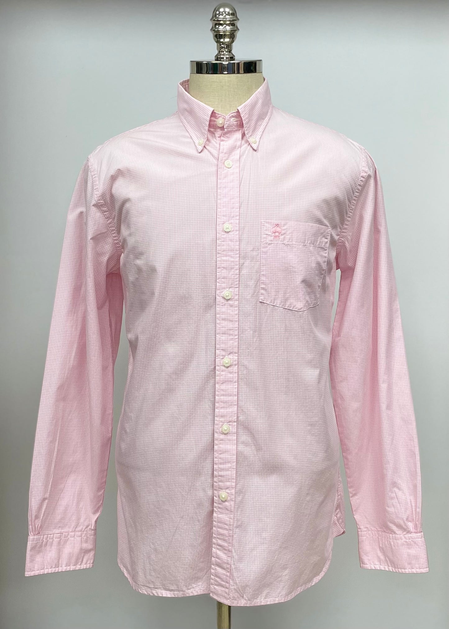 Camisa de botones Brooks Brothers 🐑 de cuadros en color rosado y blanco Talla L Entalle Regular