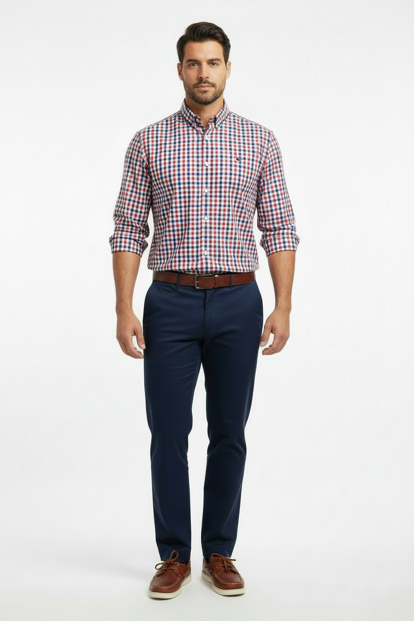 Camisa de botones Vineyard Vines 🐳 de cuadros en color rojo, azul y blanco Talla L Entalle Slim Fit