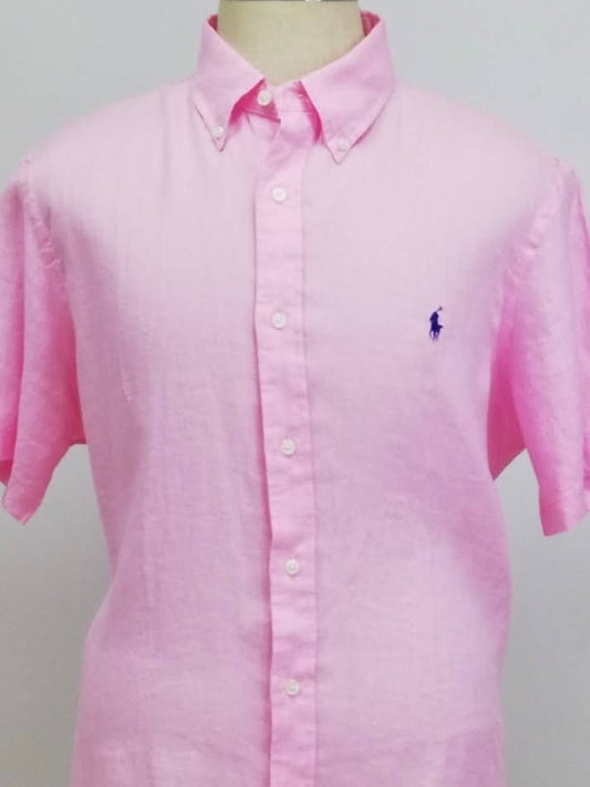 Camisa Polo Ralph Lauren 🏇🏼 de Lino en color rosado claro Talla XL Entalle Clásico