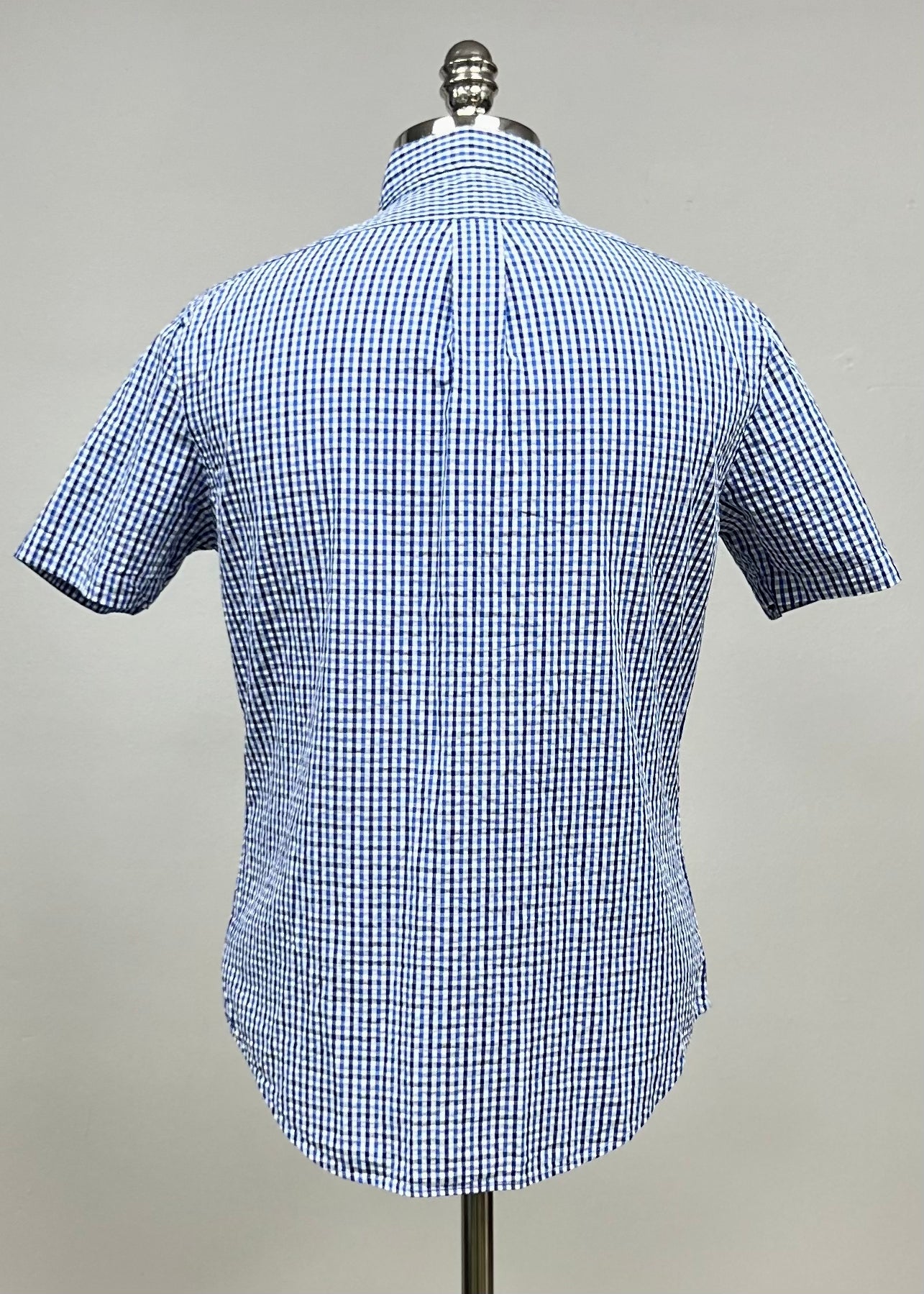 Camisa Polo Ralph Lauren 🏇🏼 Seersucker con patrón de cuadros en azul, celeste y blanco Talla S Entalle Regular