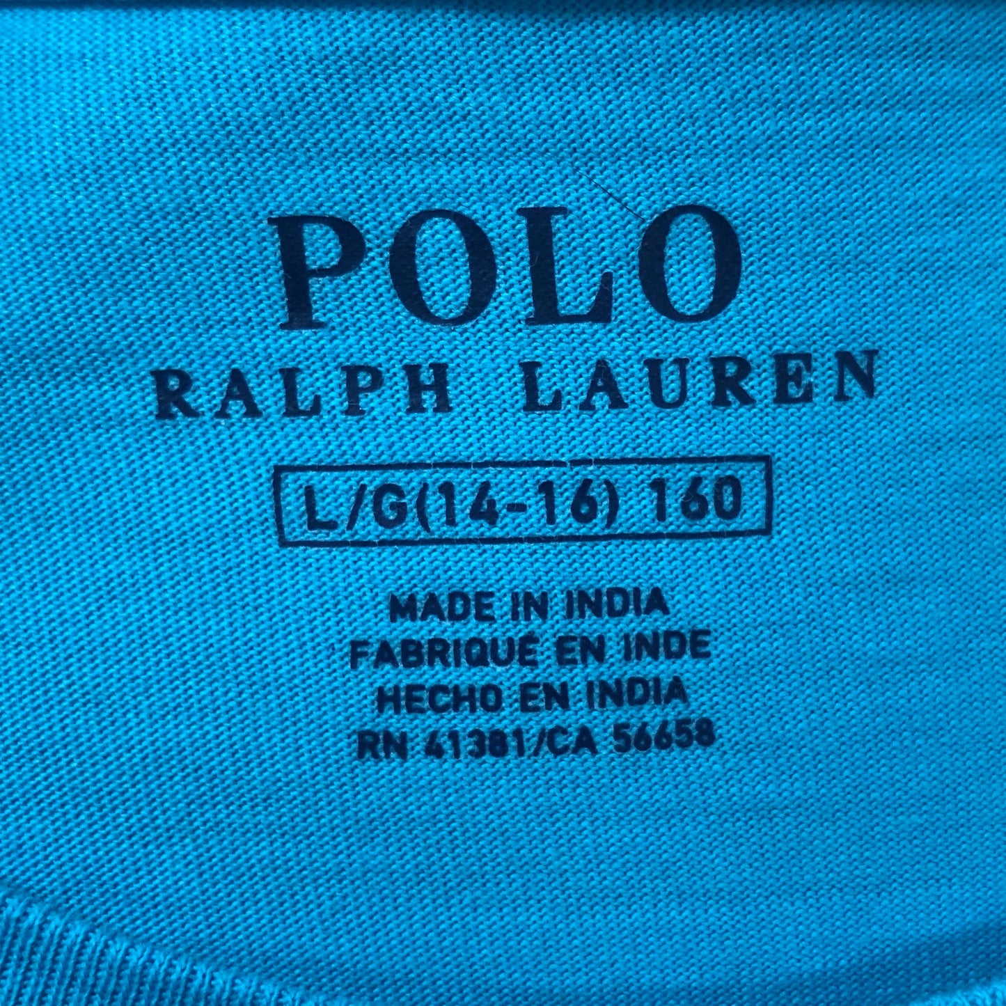 Camiseta cuello redondo de niño Ralph Lauren 🏇🏼 Color celeste Talla L (14-16) Entalle Regular (ver descripción)