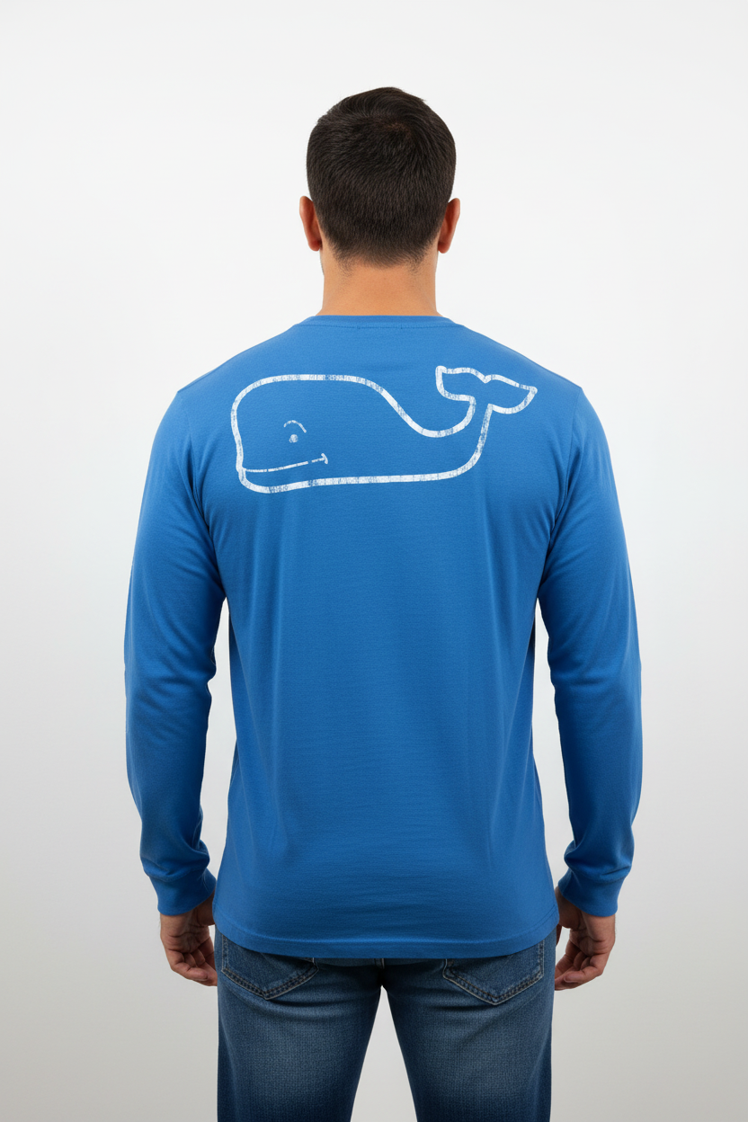 Camiseta cuello redondo Vineyard Vines 🐳 color azul con Diseño de ballena Talla M