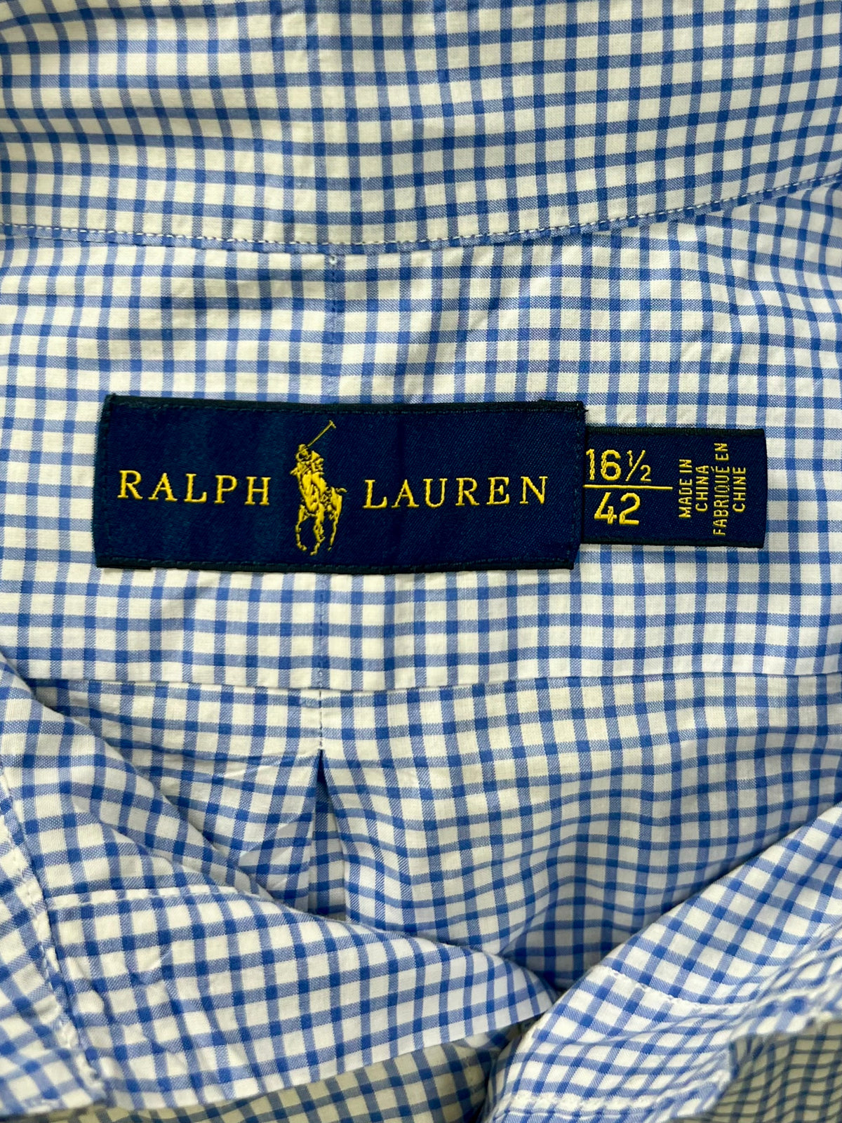Camisa Polo Ralph Lauren 🏇🏼 color blanco de cuadros azul Talla L Entalle Regular