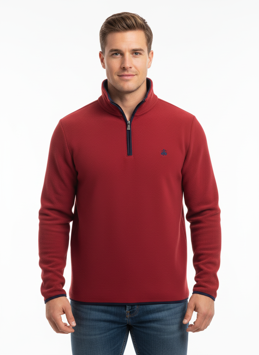 Sueter Jersey Brooks Brothers 🐑 color rojo con logo azul navy Talla M