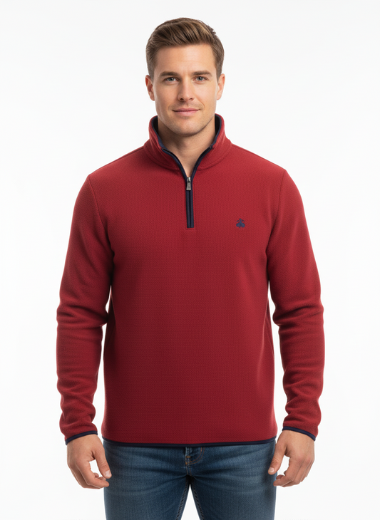 Sueter Jersey Brooks Brothers 🐑 color rojo con logo azul navy Talla M