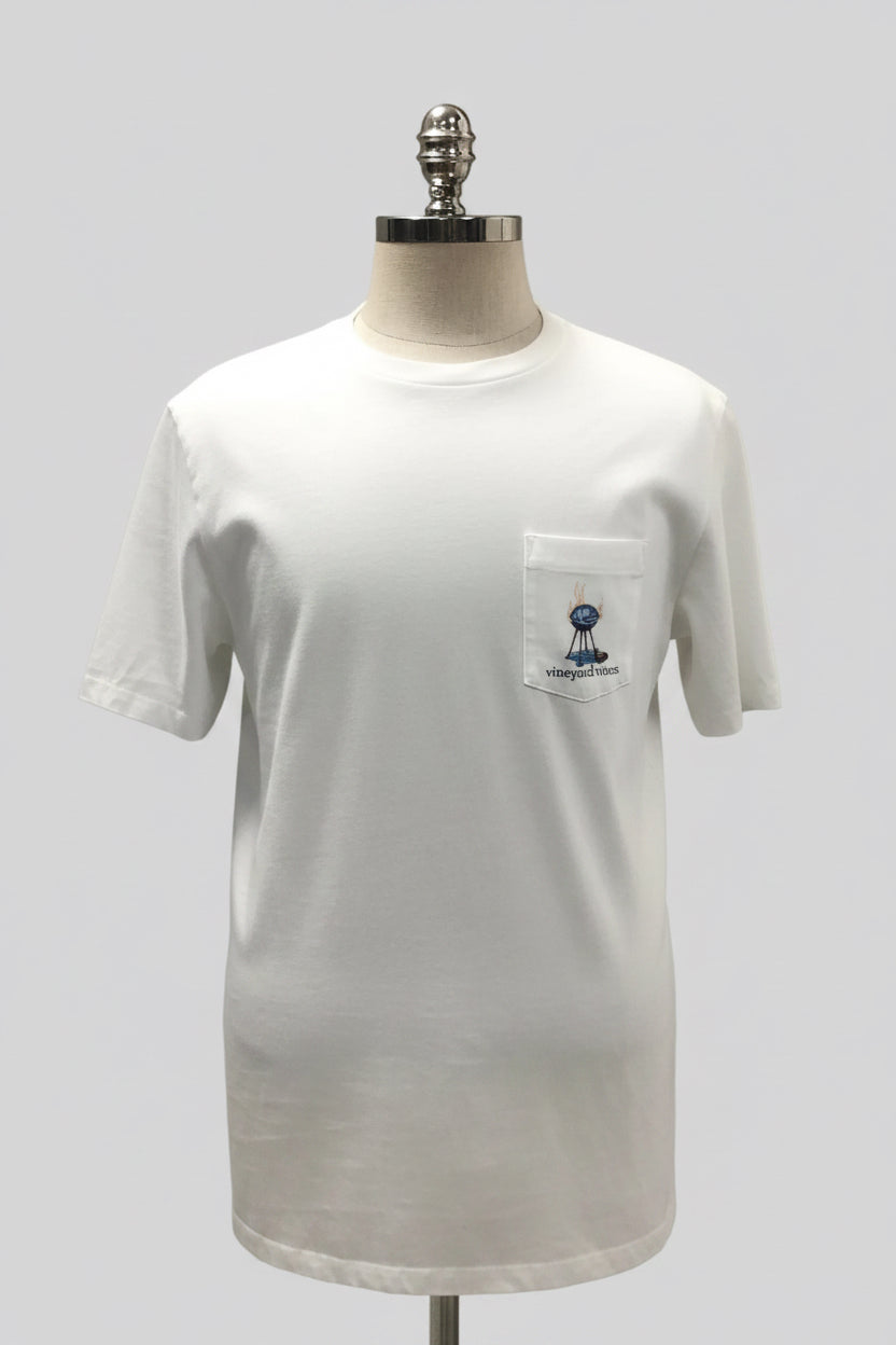 Camiseta cuello redondo Vineyard Vines 🐳 color blanco con Diseño de Tailgate Talla L