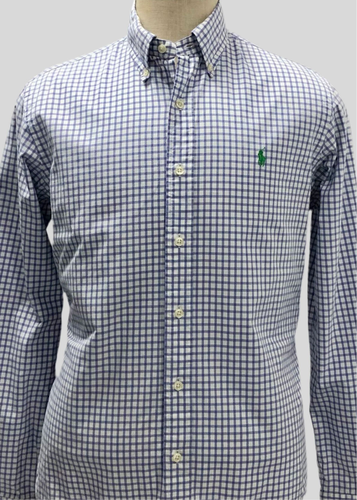 Camisa de botones Polo Ralph Lauren 🏇🏼 color blanco de cuadro azul Talla M Entalle Regular