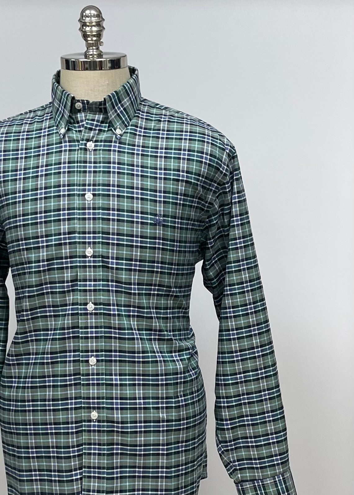 Camisa Brooks Brothers 🐑 con patrón de cuadros en color verde, azul y blanco Talla L Entalle Regular (ver descripción)