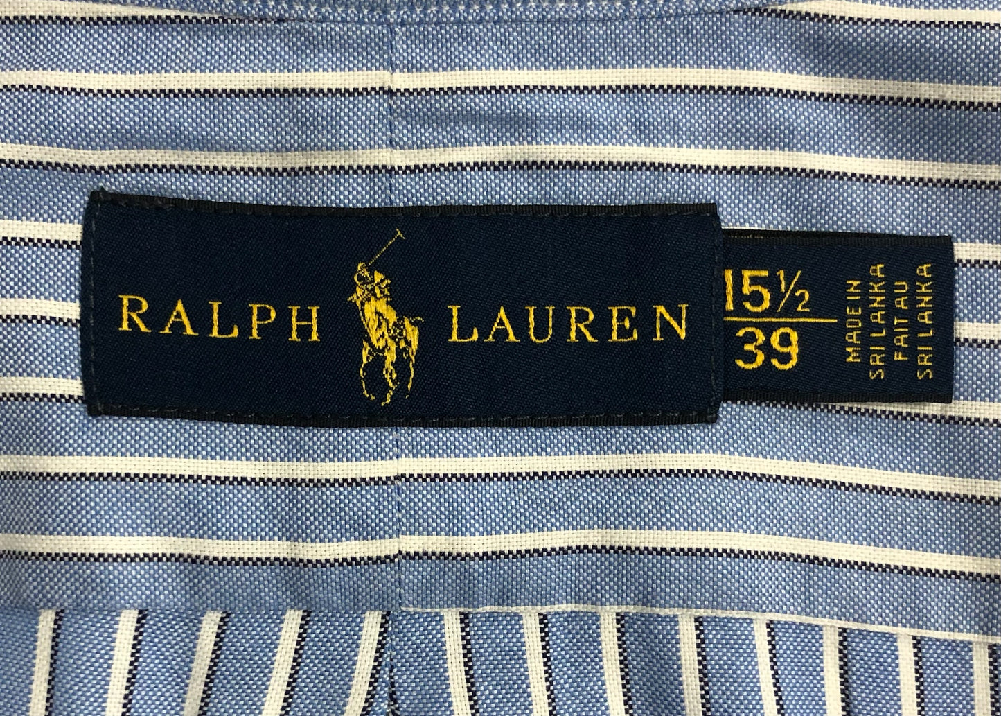 Camisa Polo Ralph Lauren 🏇🏼 color celeste de rayas en color blanco Talla M Entalle Regular