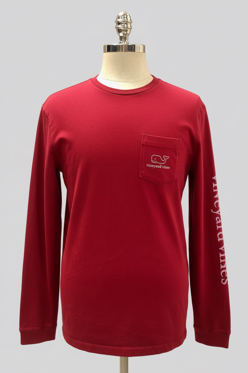 Camiseta cuello redondo Vineyard Vines 🐳 color rojo con Diseño de ballena en blanco Talla M