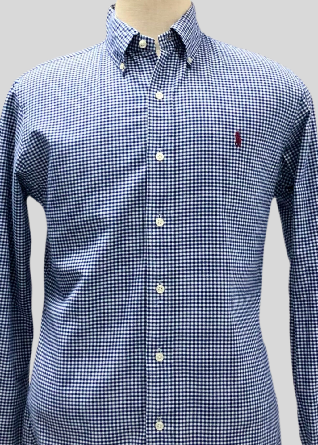 Camisa Polo Ralph Lauren 🏇🏼 Oxford con patron de cuadros gingham azul y blanco Talla M Entalle Slim Fit
