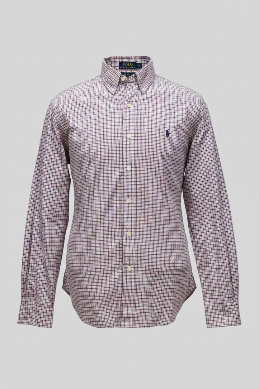Camisa de cuadros Polo Ralph Lauren🏇 en color naranja, azul y blanco Talla XL Entalle Slim Fit