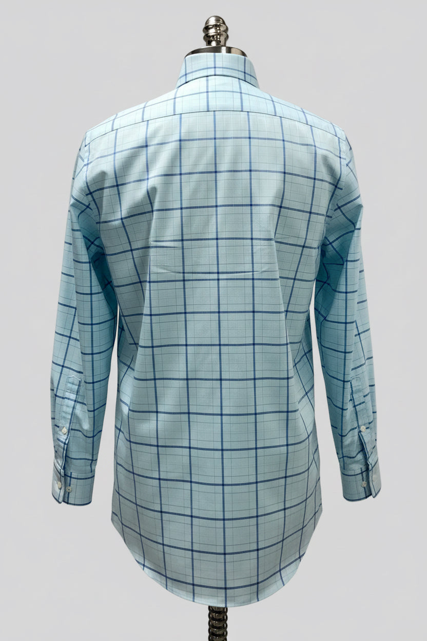 Camisa de botones Michael Kors 🇺🇸 de cuadros en celeste y azul Talla M Entalle Regular