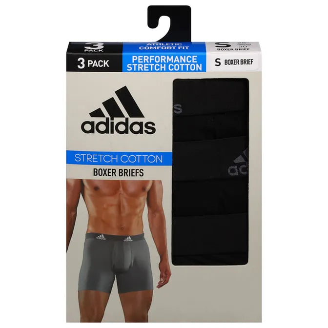 Combo de 3 Boxers Briefs Adidas Tela Performance Stretch color Negro Talla M