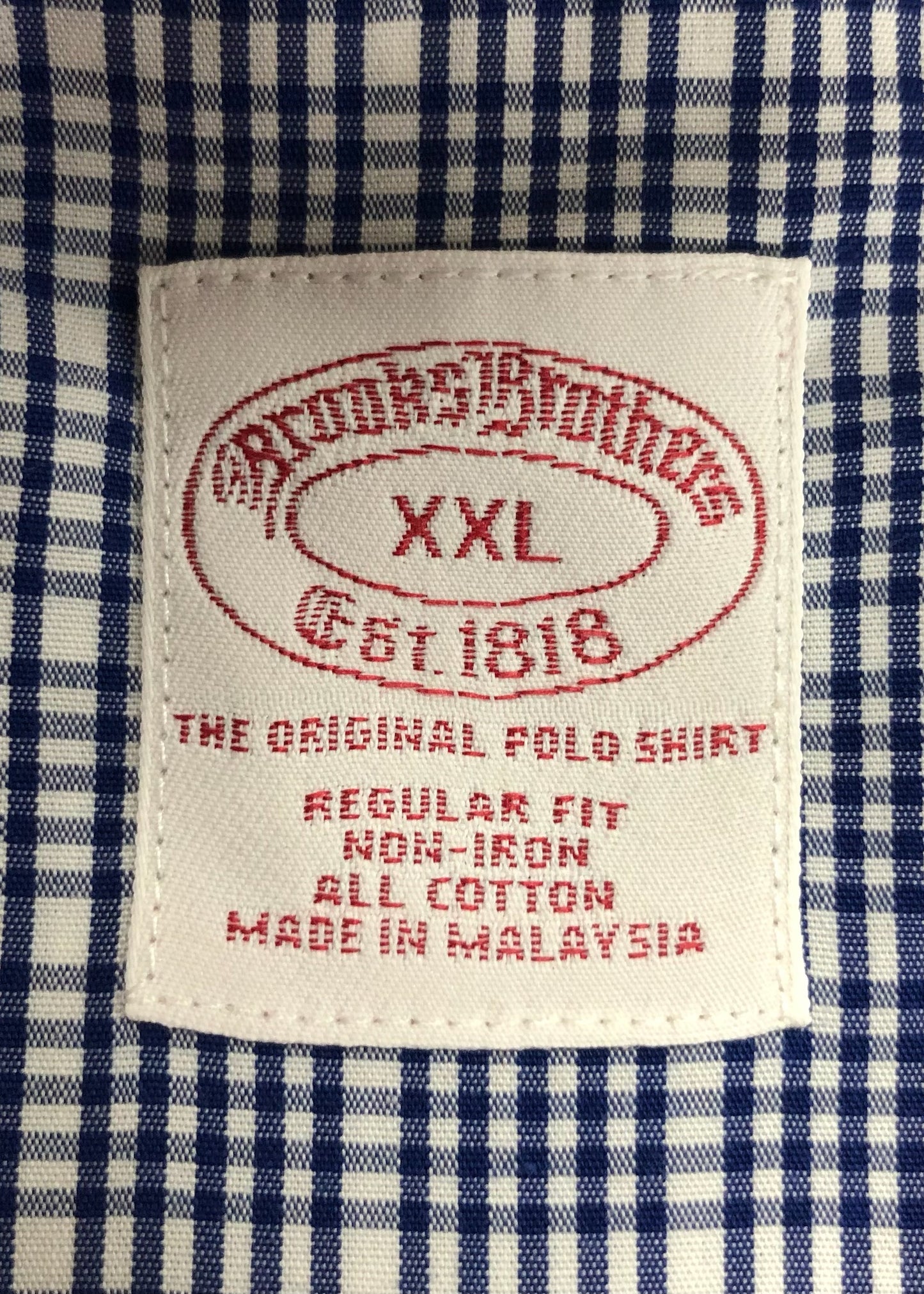 Camisa de botones Brooks Brothers 🐑 de cuadros en azul navy y blanco Talla XXL Entalle Regular