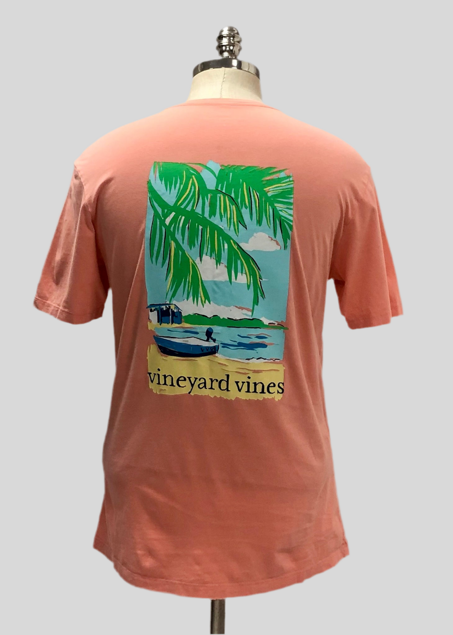 Camiseta cuello redondo Vineyard Vines 🐳 color rosado con Diseño de playero Talla Small