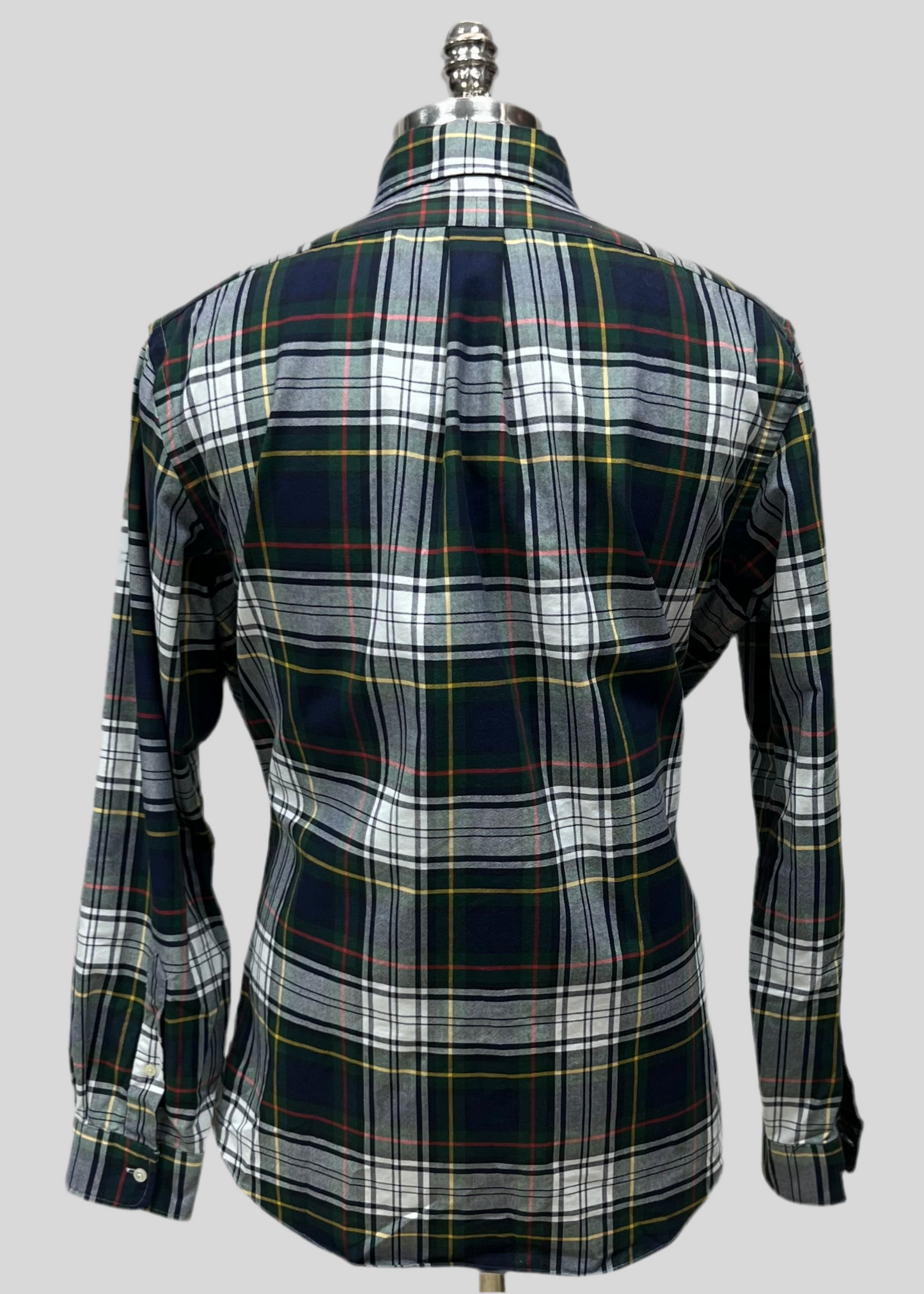 Camisa Polo Ralph Lauren 🏇🏼 Oxford con patron de cuadros verde oscuro, azul y blanco Talla L Entalle Regular