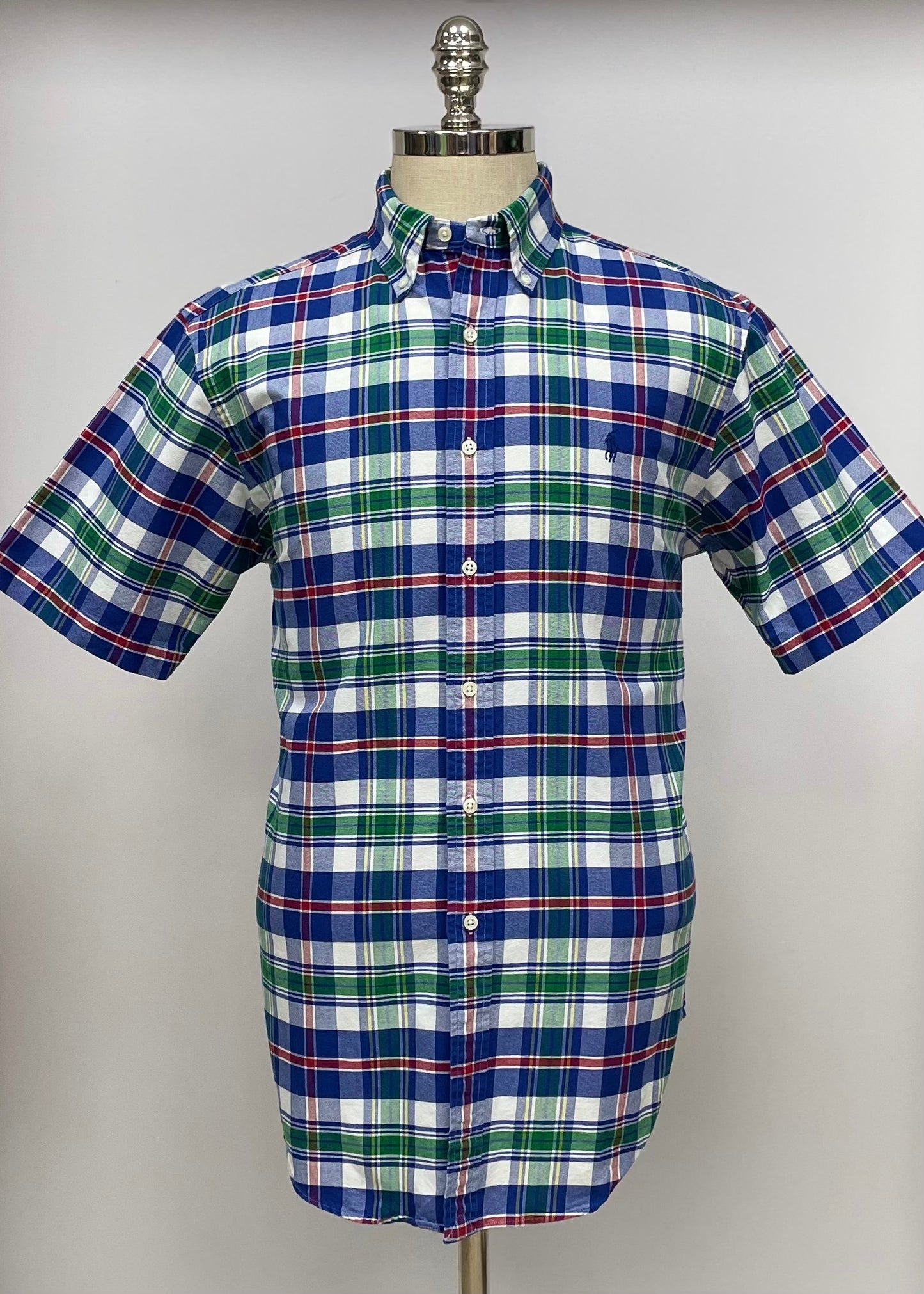 Camisa Polo Ralph Lauren 🏇🏼 Oxford con patron de cuadros en color azul, rojo, verde y blanco Talla M Entalle Clásico