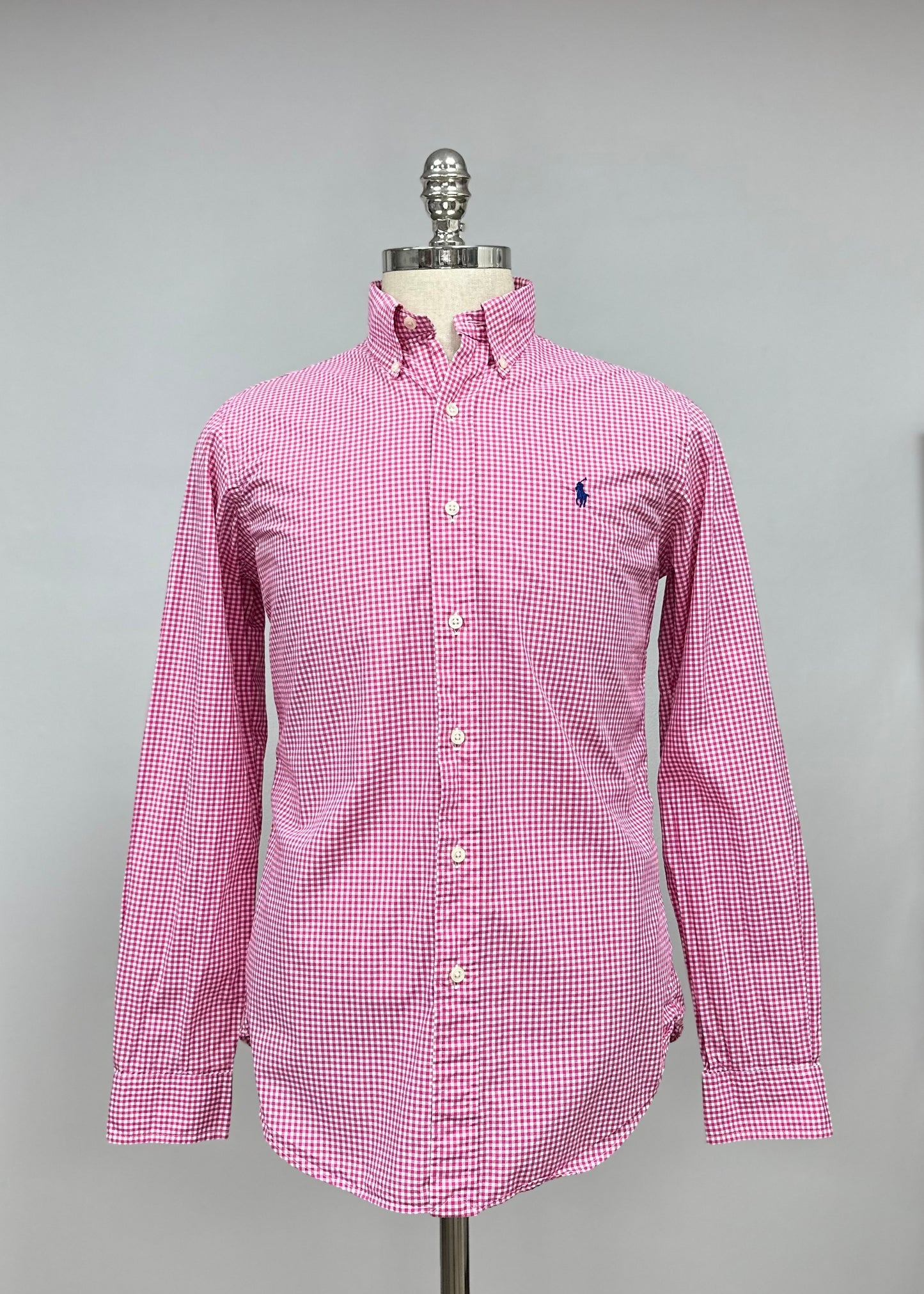 Camisa Polo Ralph Lauren 🏇🏼 con patron de cuadros gingham rosado y blanco Talla L Entalle Regular