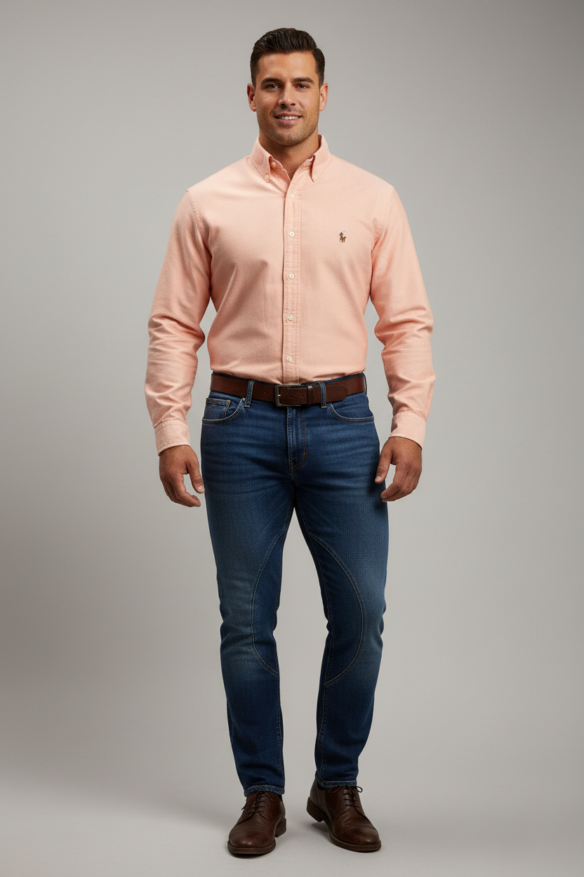 Camisa de botones Polo Ralph Lauren 🏇🏼 Oxford en color salmon Talla M Entalle Regular
