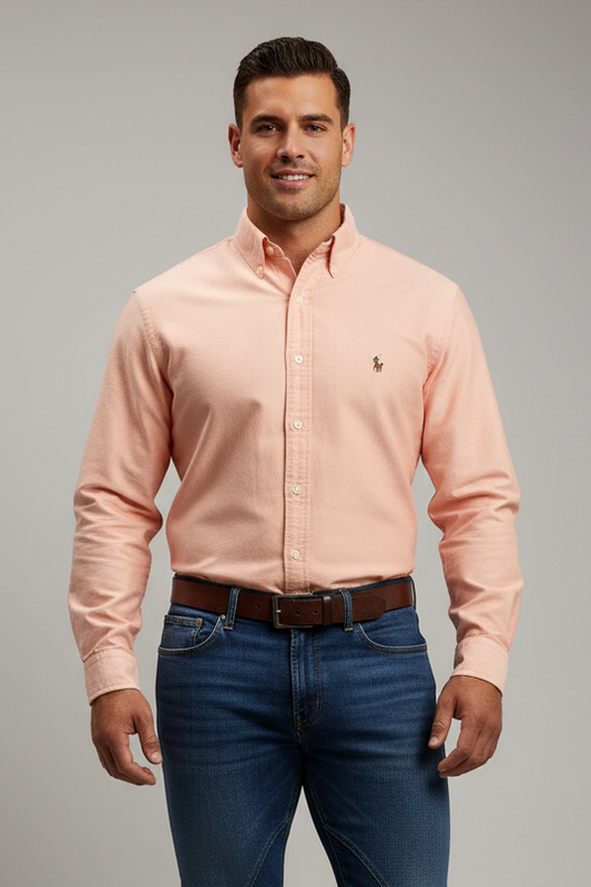 Camisa de botones Polo Ralph Lauren 🏇🏼 Oxford en color salmon Talla M Entalle Regular