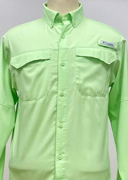 Camisa Columbia 🔹color verde claro con Omni Shade Manga larga Talla S