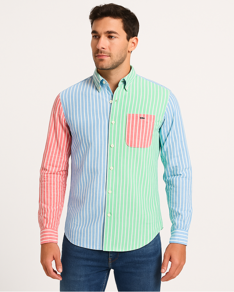 Camisa de botones Vineyard Vines 🐳 De Lino con patrón de rayas multicolor Talla S Entalle Clásico