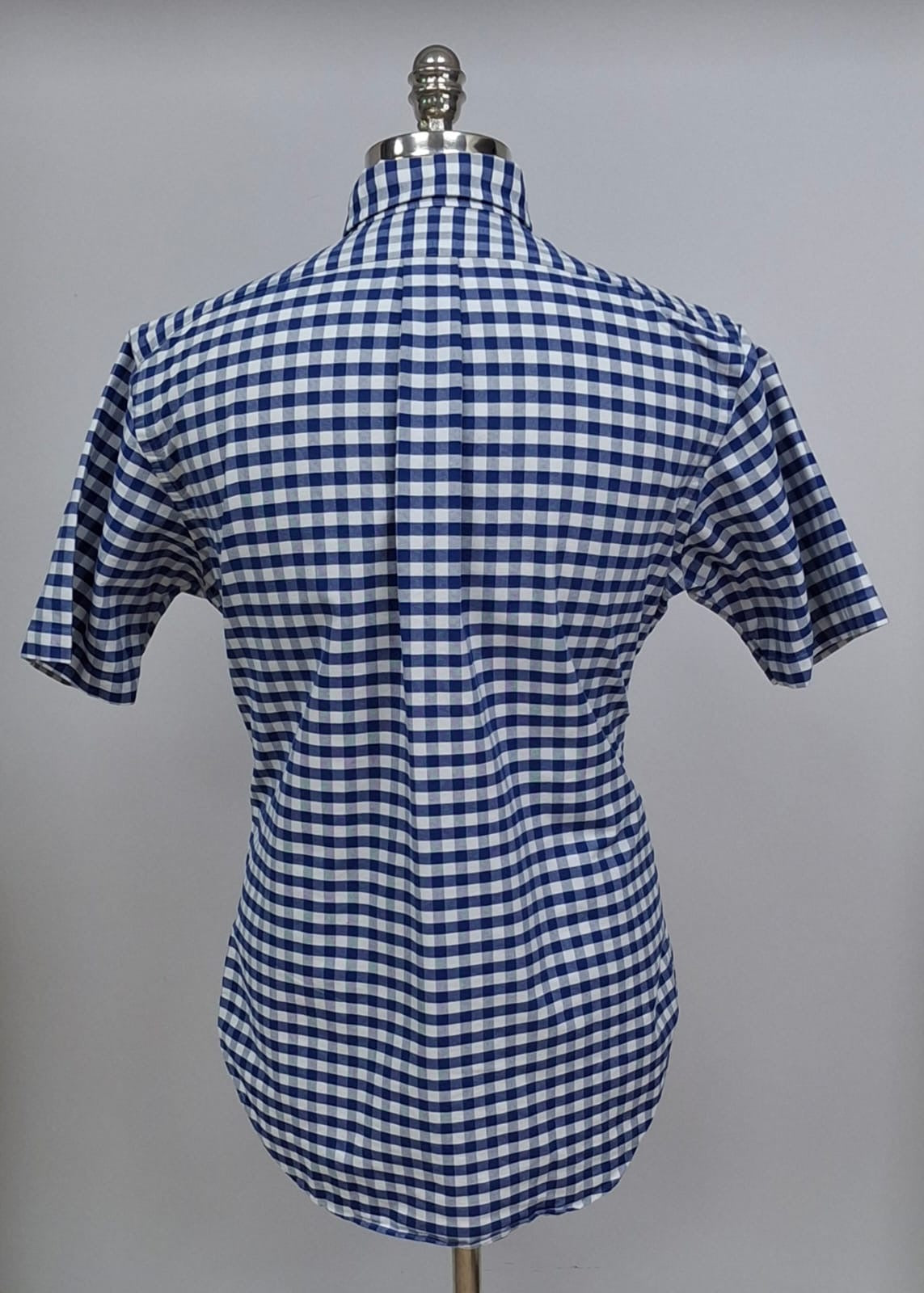 Camisa Polo Ralph Lauren 🏇🏼 Oxford con patron de cuadros gingham azul y blanco Talla M Entalle Clásico