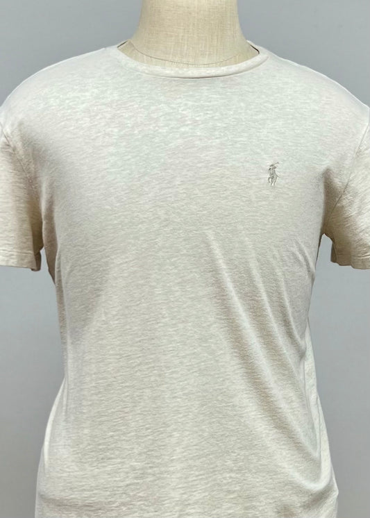 Camiseta cuello Redondo Polo Ralph Lauren 🏇🏼 color crema manga corta Talla L Entalle Regular